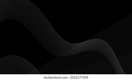 Black Background with Wavy Line Gradient