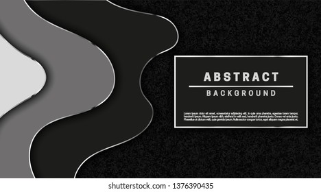 Black background with wavy lines. Abstract Geometric 3D shape