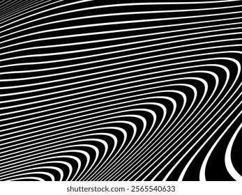 Black background with white abstract line pattern. Modern abstract background.	
