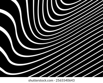Black background with white abstract line pattern. Modern abstract background.	
