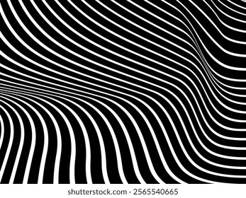 Black background with white abstract line pattern. Modern abstract background.	
