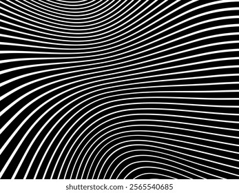 Black background with white abstract line pattern. Modern abstract background.	
