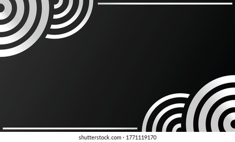 Black background with a white circle in the corner of the image Minimal black surface Abstract texture