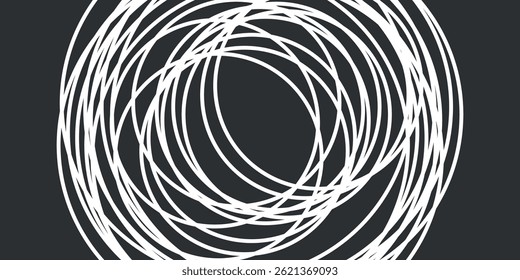 black background with white circle lines abstract