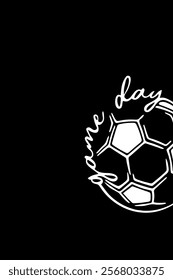Black Background with white color football  simply design