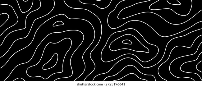 Plano de fundo preto com padrão de linha de contorno branco.