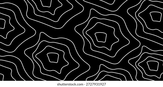 Plano de fundo preto com padrão de linha de contorno branco.