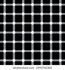 Black background with white dots on grey grid lines creating a scintillating illusion