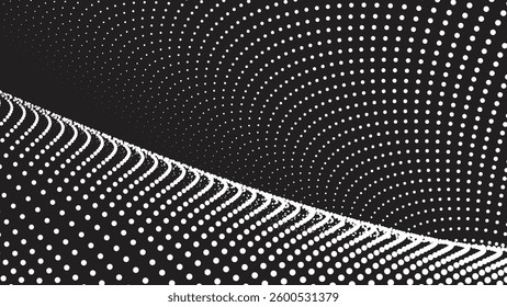 Black background with white halftone abstract for wallpaper or backdrop