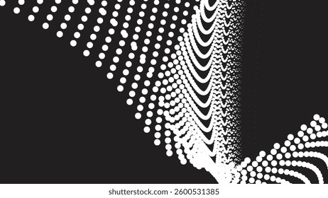 Black background with white halftone abstract for wallpaper or backdrop