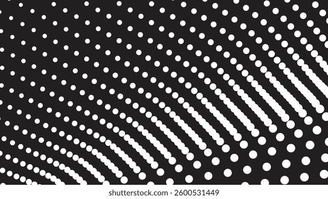 Black background with white halftone abstract for wallpaper or backdrop