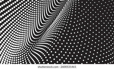 Black background with white halftone abstract for wallpaper or backdrop