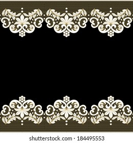 Black background with white lace pattern border