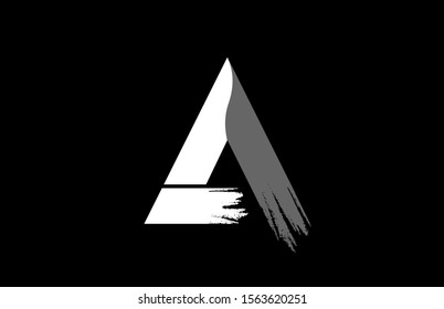 black background black and white letter A grunge alphabet logo design icon for company. Suitable as a logotype