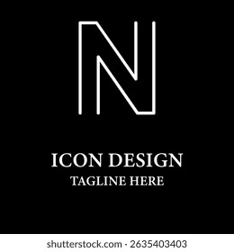A black background with a white letter n icon logo design