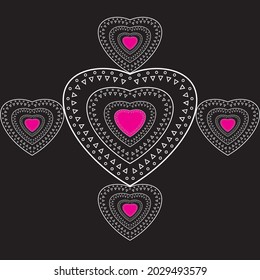 black background with white line love abstract shape