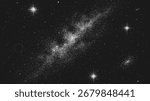 Black background with white noise effect. Dot space grain texture. Vector cosmic dust for abstract overlay.