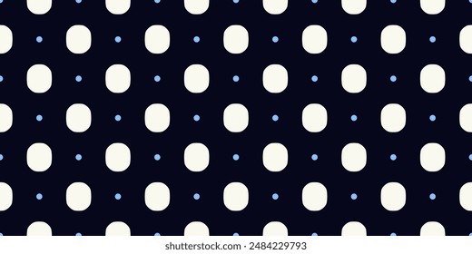 Black background white pattern abstract checkered design. Oval shapes seamless texture. Creative round check effect modern geometric fabric print. Contemporary graphic art decorative fashion textile.