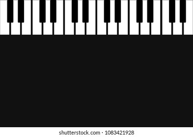 black background, white piano keys