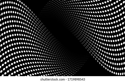 Black background of white point wave Vector design