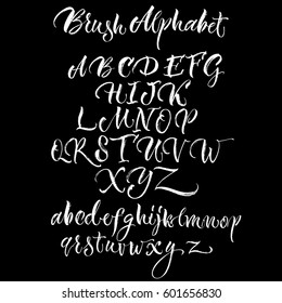 Black Background White Scrawling Alphabet Lettering Stock Illustration ...