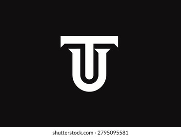 Black background with a white stylized letter 