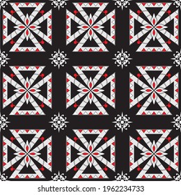 black background with white triangle and star abstract shape in line 