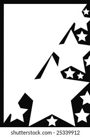 black background with a white triangle and white stars. Designed for content to be added