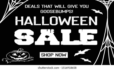 BLACK BACKGROUND WHITE VECTOR HALLOWEEN SALE TEXT