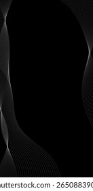 Black background with a White vertical abstract dot waves at the Edge of Frame