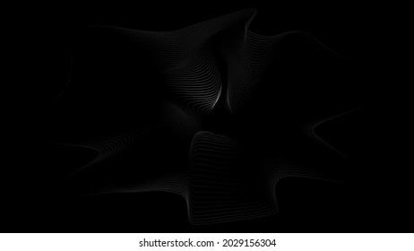 Black background with white wave line ornament.