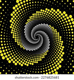 Black background and yellow and white dot