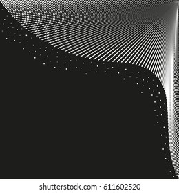 Black background for your amazing design with white curved lines of dots. 