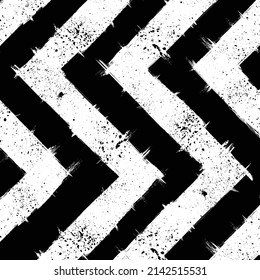 Black background with zig zag white grunge ink blots lines. Abstract lines texture pattern for design posters and banners