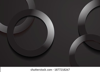 black backgrounds. 3d circle papercut layer background.