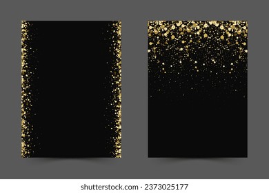 Black backgrounds with gold glitter. Premium glitter decorative holiday design for invitation, brochure, notepad or card template.