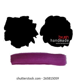 Black backgrounds Painted Brush handmade design and text, vector stock