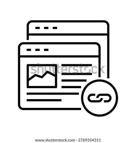 Black Backlinks Icon with line or outline style