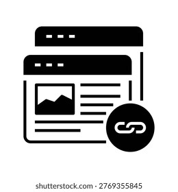 Black Backlinks Icon with solid or glyph style