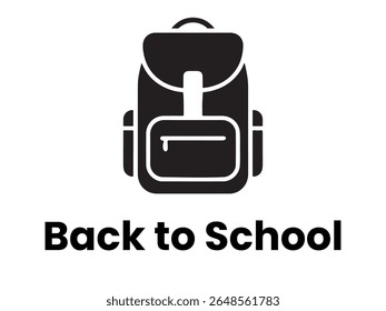 ícone preto mochila Voltar para a escola.