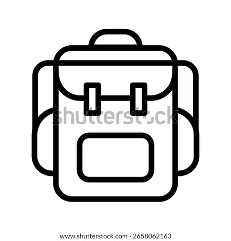 Black backpack icon with straps and pockets rucksack travel