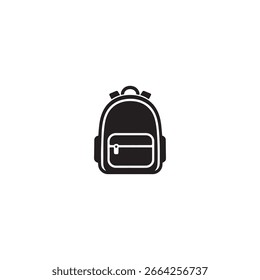 Ícone preto da mochila. Ícone de vetor isolado no fundo branco.

