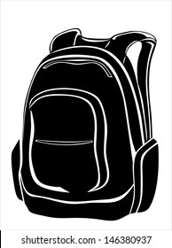 black backpack on white.  Flat design vector illustration concepts. 