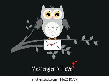 black backround hand drawn cute owl design