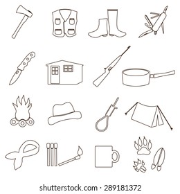 black backwoodsman simple outline icon set eps10
