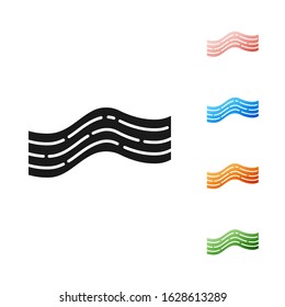 Black Bacon stripe icon isolated on white background. Set icons colorful. Vector Illustration