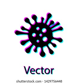 Black Bacteria icon isolated on white background. Bacteria and germs, microorganism disease causing, cell cancer, microbe, virus, fungi.  Vector Illustration