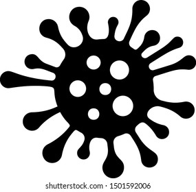 Black Bacteria icon isolated on white background. Bacteria and germs, microorganism disease causing, cell cancer, microbe, virus, fungi.  Vector Illustration