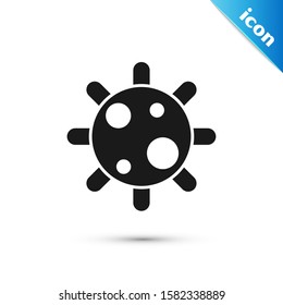 Black Bacteria icon isolated on white background. Bacteria and germs, microorganism disease causing, cell cancer, microbe, virus, fungi.  Vector Illustration