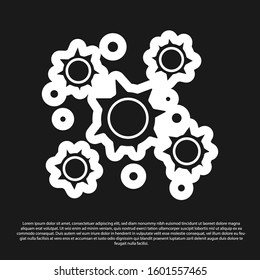 Black Bacteria icon isolated on black background. Bacteria and germs, microorganism disease causing, cell cancer, microbe, virus, fungi.  Vector Illustration